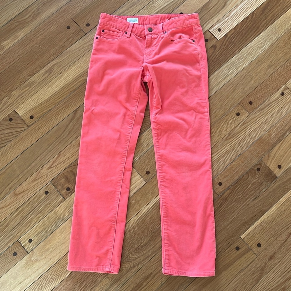 GAP Real Straight Leg Women Corduroy Pants 27P 27 Petite Coral Pink